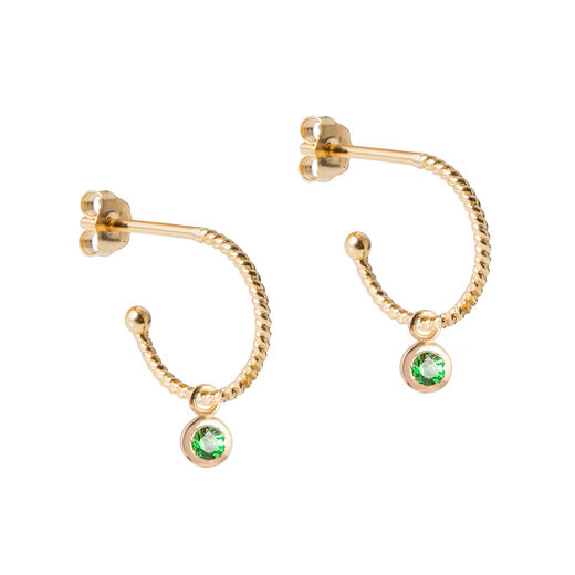 Tsavorite 9kt gold hoop stud earring by Luceir