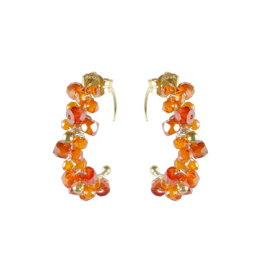 Carnelian zircon cluster hoop earrings by Mounir
