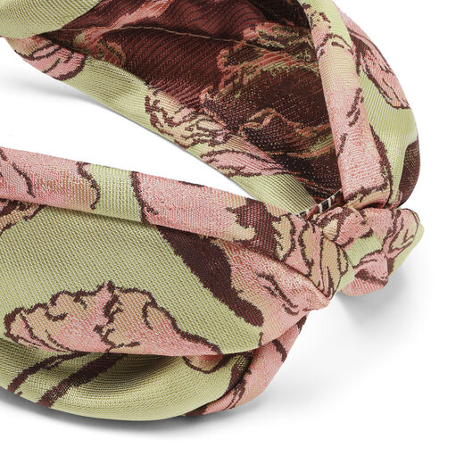 Pink and green flower fabric headband