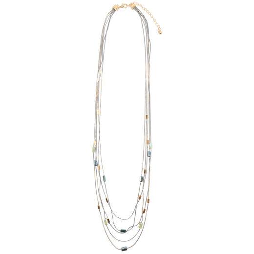 Green rectangle multi chain necklace