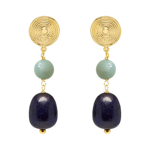 Amazonite and blue quartz stud earrings by Mirabelle