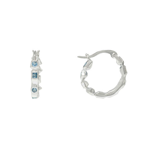 Blue topaz silver hoop earrings by SWEETLIMEJUICE