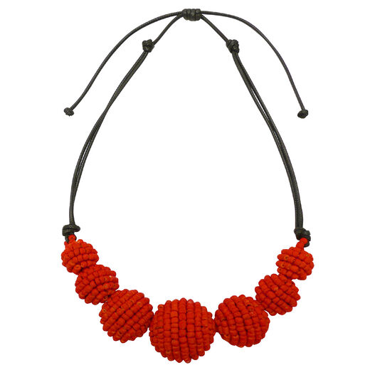 Red bead ball necklace