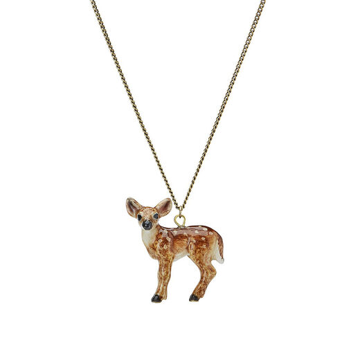 Porcelain Bambi pendant necklace by And Mary
