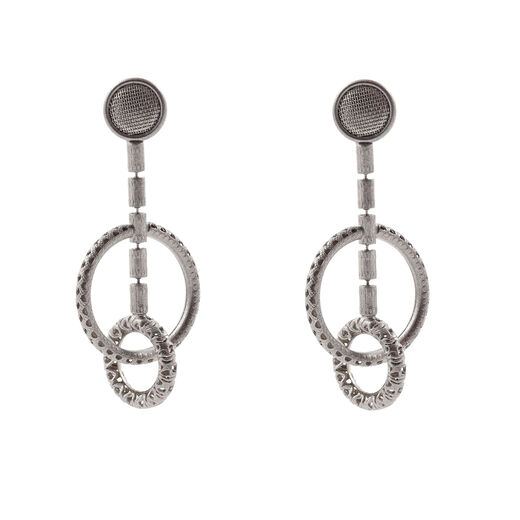 Spinning circle earrings by Sarah Cavender