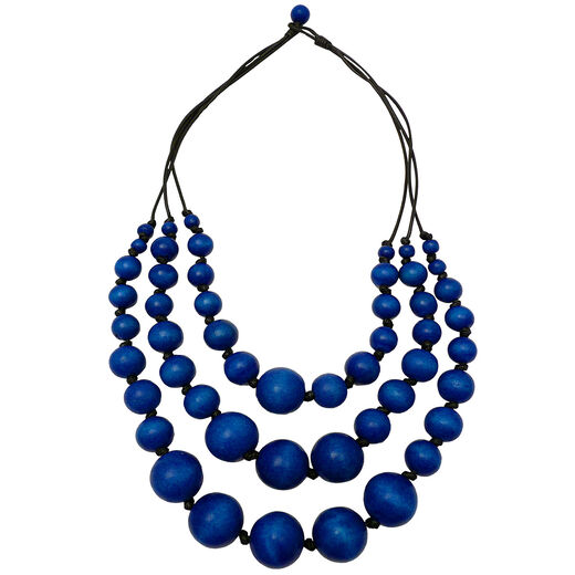 Layered wooden bead necklace