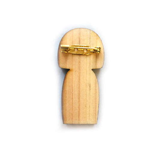 Wooden Kokeshi doll brooch - assorted