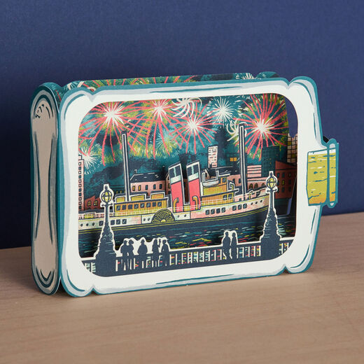 Message in a bottle 3D greeting card
