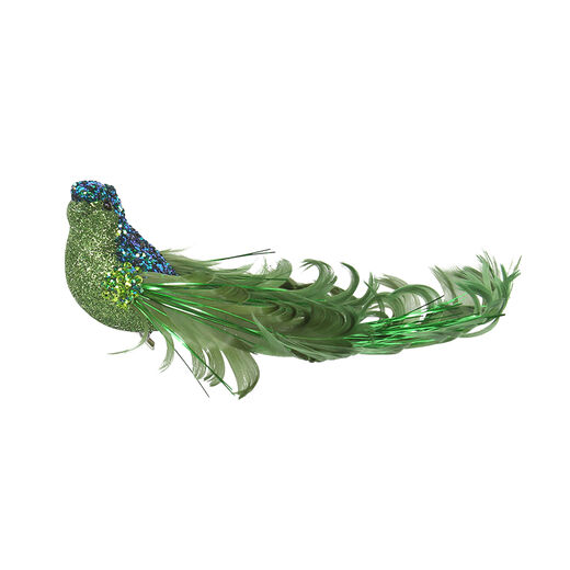 Green glitter bird clip decoration
