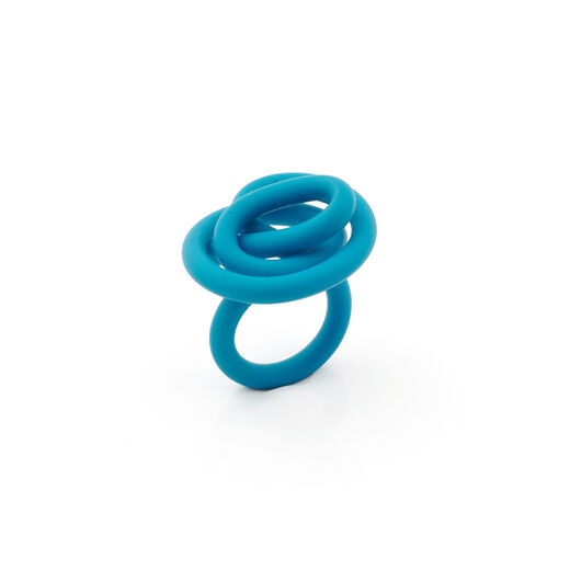Petrol blue silicon squiggle ring by Samuel Coraux