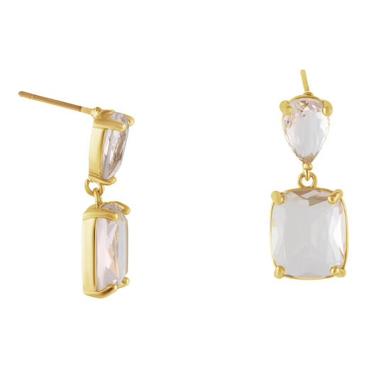 Crystal square drop stud earrings