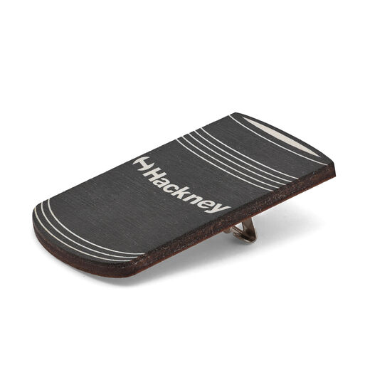 Hackney bin wooden pin badge