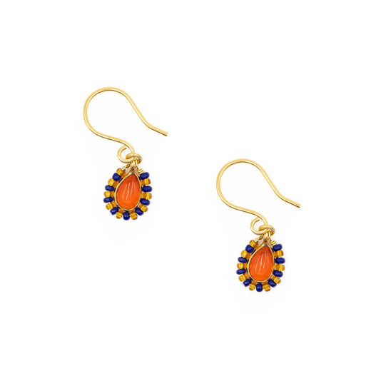 Carnelian teardrop hook earrings by Le Fourbi De Capucine