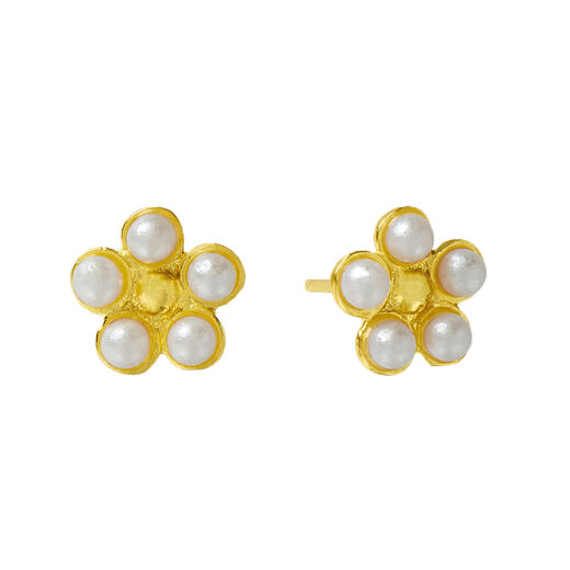 Pearl flower stud earrings by Ottoman Hands