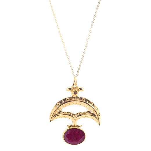 Ruby crescent pendant necklace by Ottoman Hands