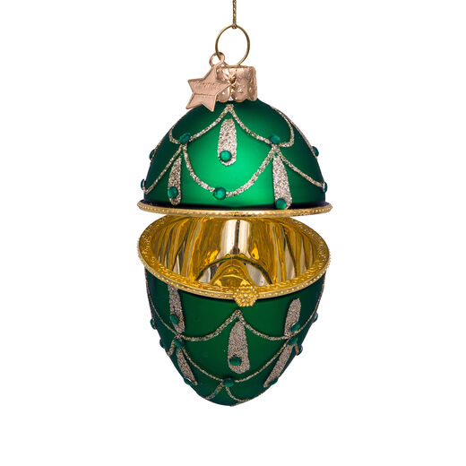 Green glass egg ornament