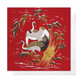 Pack of 8 Christmas cards featuring a Japanese illustration of Cranes in the Snow