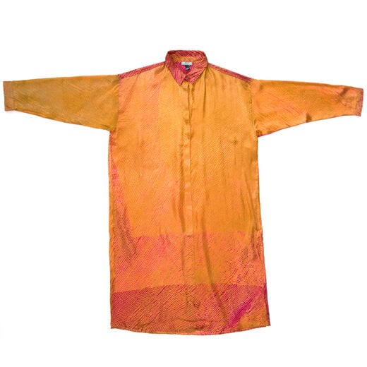 Orange shibori silk dress