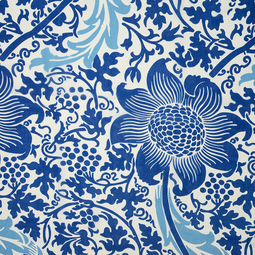 William Morris Blue flowers crepe de chine silk scarf
