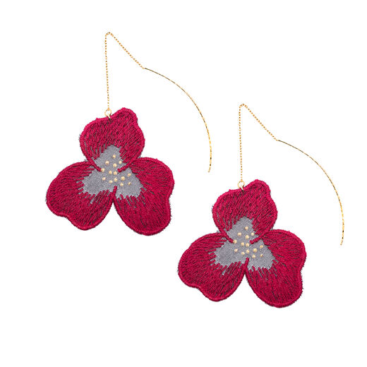 Red flower hook earrings