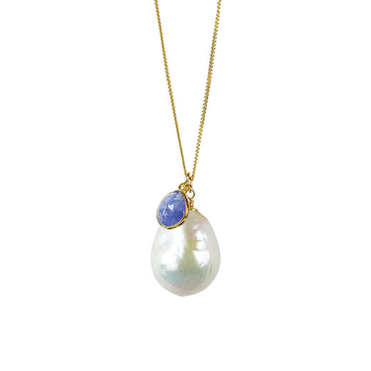 Baroque pearl tanzanite necklace by Mounir