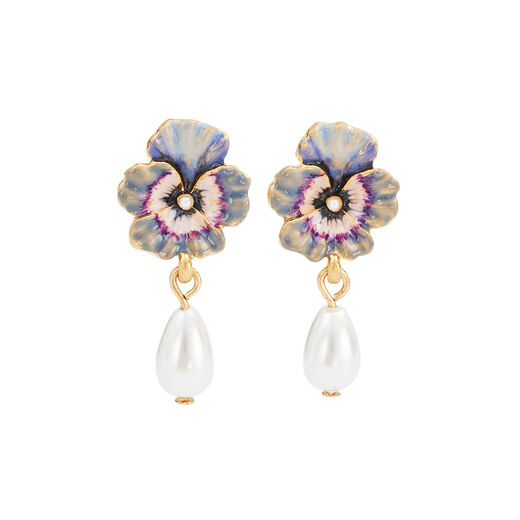 Pansy drop stud earrings by Fable England