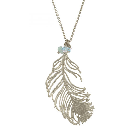 Peacock feather necklace by Alex Monroe