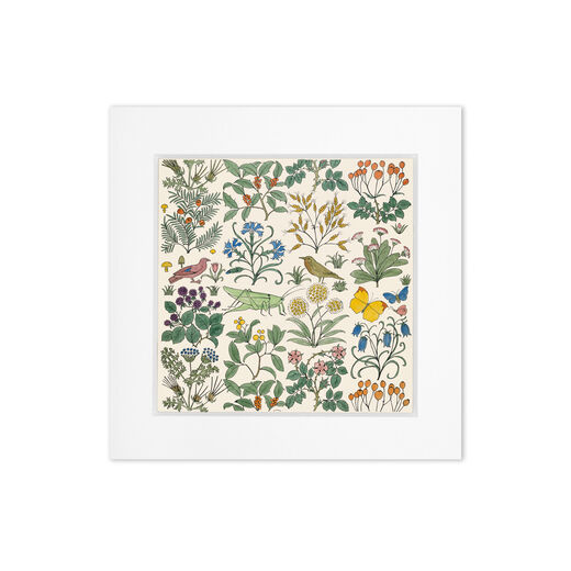 Design for a textile by C. F. A. Voysey - 8 x 8" mounted print