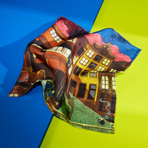 Dusk of Cat Town pocket square by Pig Chicken Cow