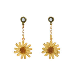 Yellow daisy drop earrings by Michael Michaud