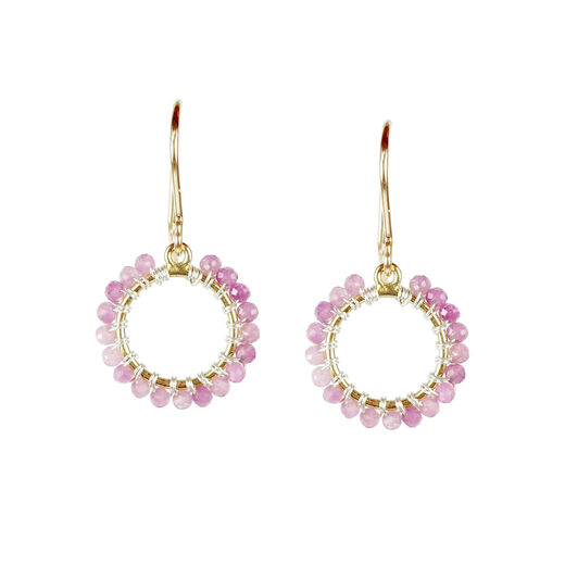 Pink tourmaline hoop hook earrings by Mounir