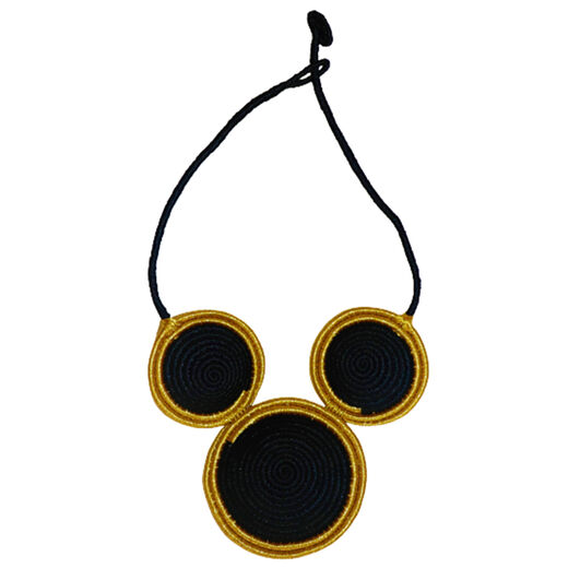 Triple circle black and gold necklace by Inzuki