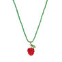 Raspberry glass beaded necklace