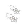 Flower shaped silver earrings with hooks.