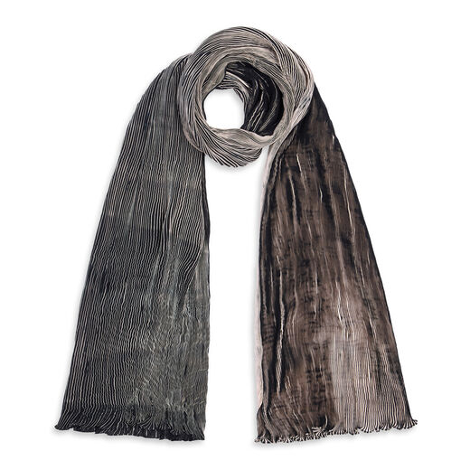 Black shibori crinkle silk scarf