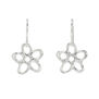 Recycled silver drop earrings in shape of a daisy.