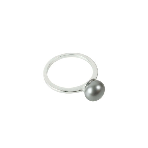 Grey pearl sterling silver ring by Mounir