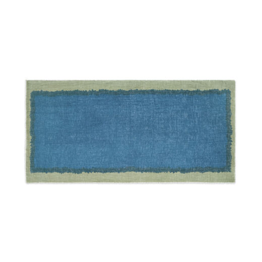 Blue and green linen scarf