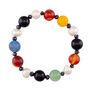 Multicoloured beads and freshwater pearl bracelet