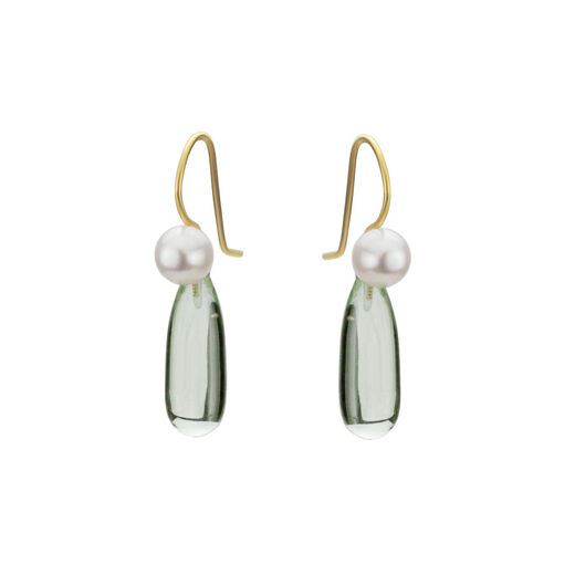 Green amethyst drop earrings by Mounir