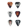 Set of six David Bowie guitar picks featuring iconic portraits from different albums