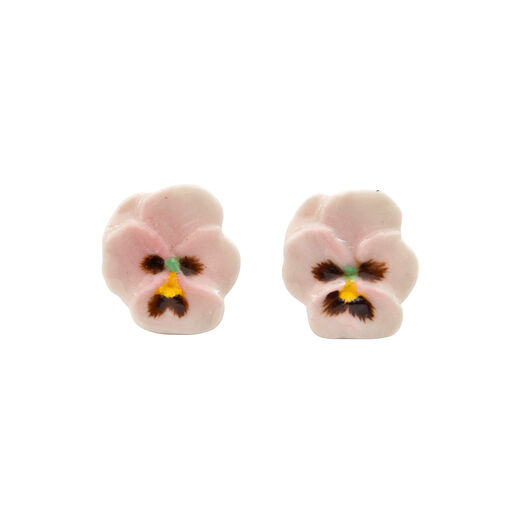 Pink pansy stud earrings by And Mary