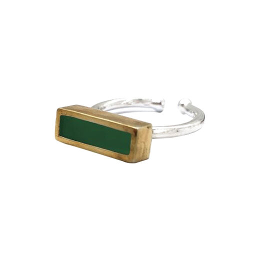 Green onyx bar ring by Mirabelle