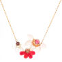 Pink gem floral necklace by Joli