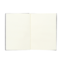 A blank open notebook.