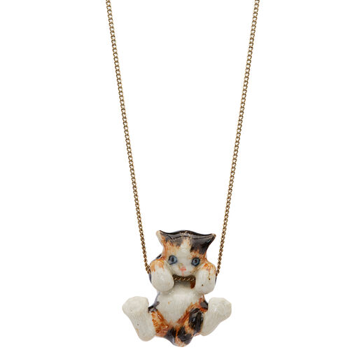 Porcelain kitten necklace by And Mary
