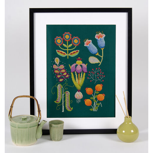 Garden botanical cross stitch kit by Emily Peacock
