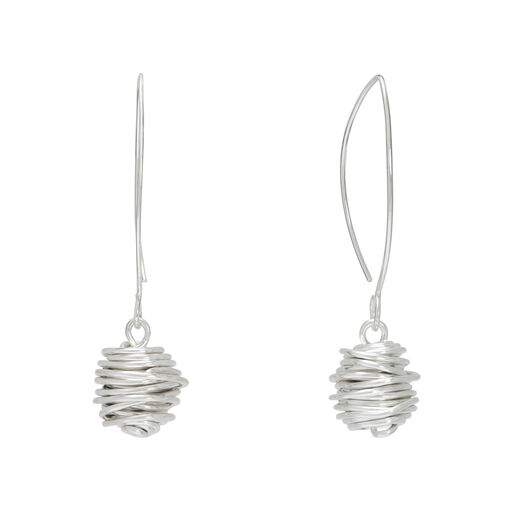 Silver wire wrapped Asteria drop earrings by Black & Sigi