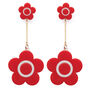 Mary Quant red daisy drop stud earrings