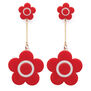 Mary Quant red daisy drop stud earrings